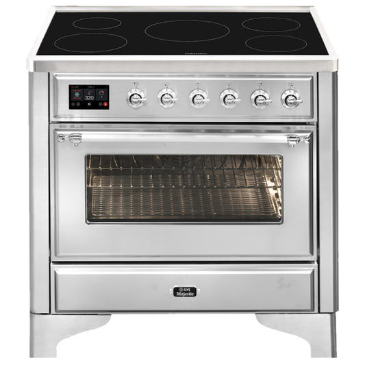 Ilve Majestic 90cm 5 Zone Induction Freestanding Cooker - Stainless Steel/Chrome