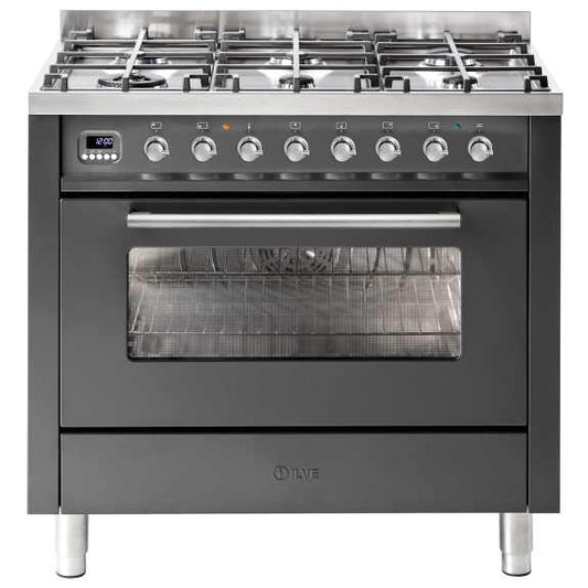 ILVE Pro-Line 90cm Dual Fuel Freestanding Cooker - Graphite