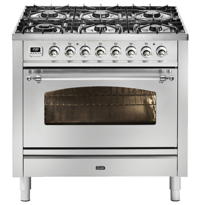 Ilve Nostalgie 90cm Freestanding Cooker - Stainless Steel/Chrome
