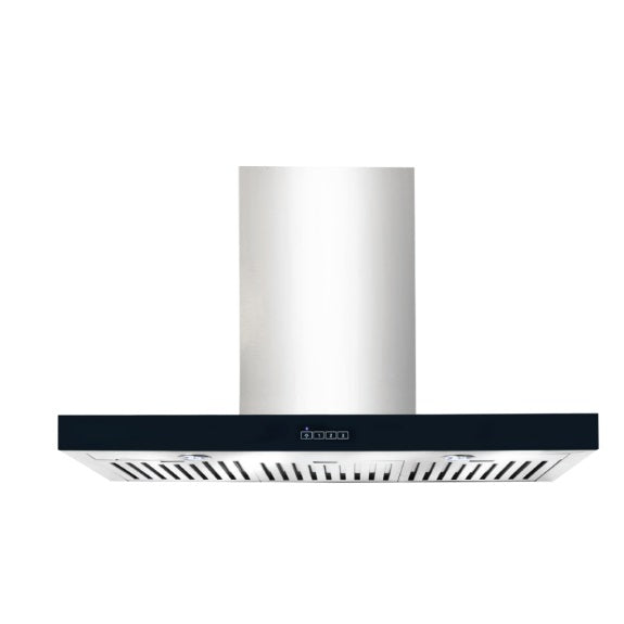 ILVE RANGEHOOD CANOPY SLIM LINE BLK GLASS S/S 900MM