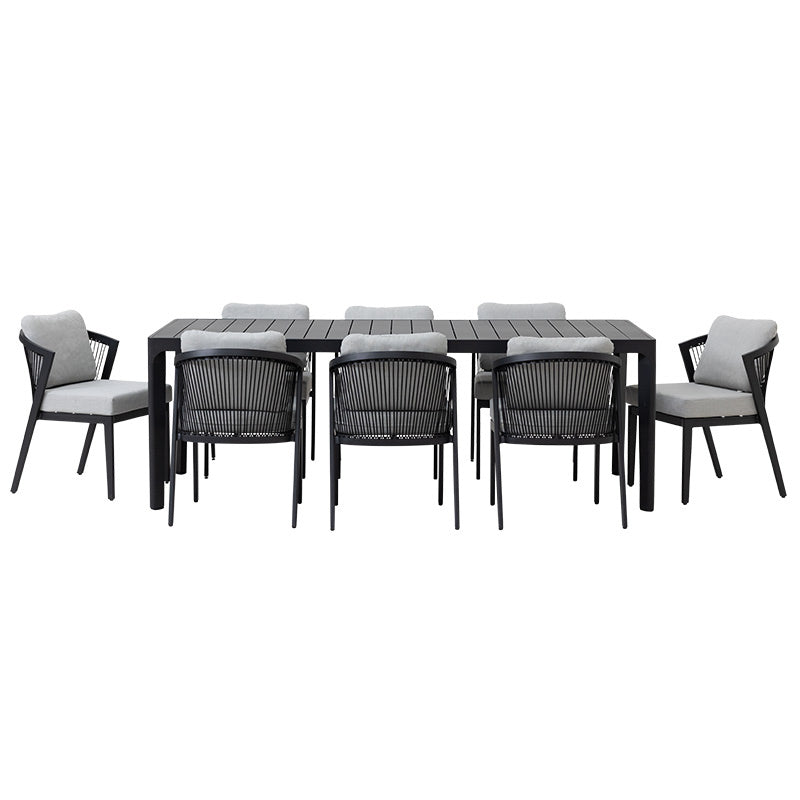 Isla 9 Piece Outdoor Dining Setting - Light Grey/Black