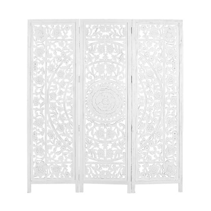 Jans Carved Timber Privacy Screen - White Antique