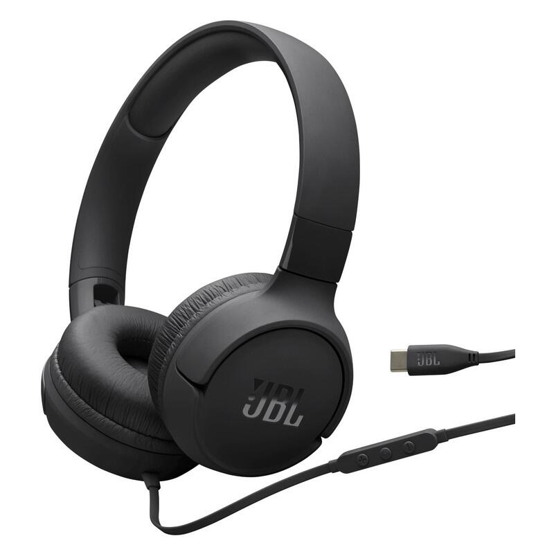 JBL Tune 520C Wired On-Ear Headphones with USB-C Plug - Black