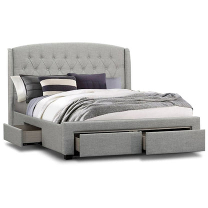 Kingston King Upholstered Storage Bed - Stone
