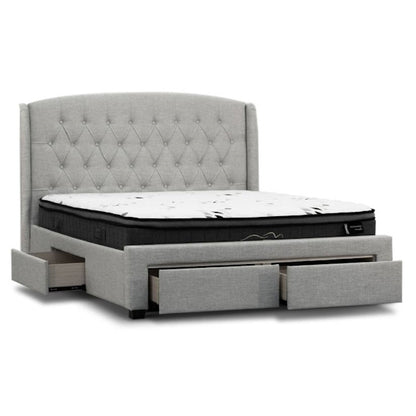 Kingston King Upholstered Storage Bed - Stone