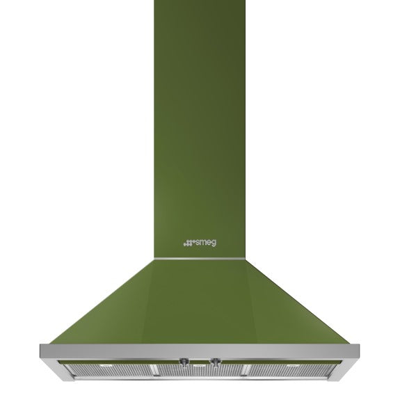 Smeg Portofino 90cm Wallmount Canopy Rangehood - Olive Green