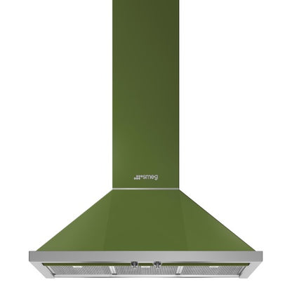 Smeg Portofino 90cm Wallmount Canopy Rangehood - Olive Green