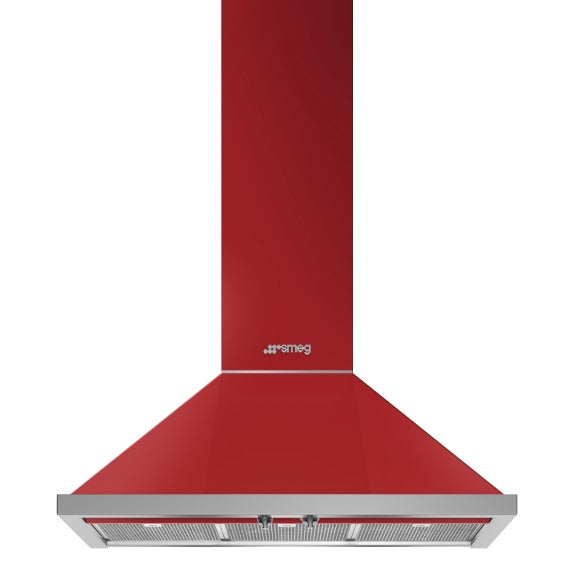 Smeg Portofino 90cm Wallmount Canopy Rangehood - Red