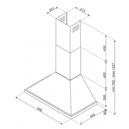 Smeg Portofino 90cm Wall Mounted Rangehood - Stainless Steel