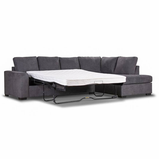 Kristie 3 Seater Fabric Sofa Bed with RHF Chaise - Dark Grey