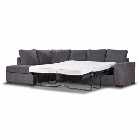 Kristie 3 Seater Fabric Sofa Bed with LHF Chaise - Dark Grey