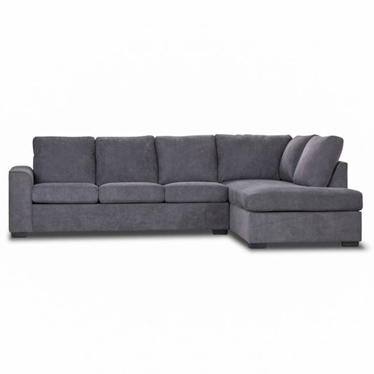 Kristie 3 Seater Fabric Sofa with RHF Chaise - Dark Grey