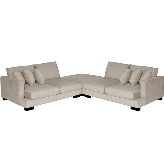 Laguna Deep 4 Seater Modular Sofa Lounge with Ottoman - Dune Fabric