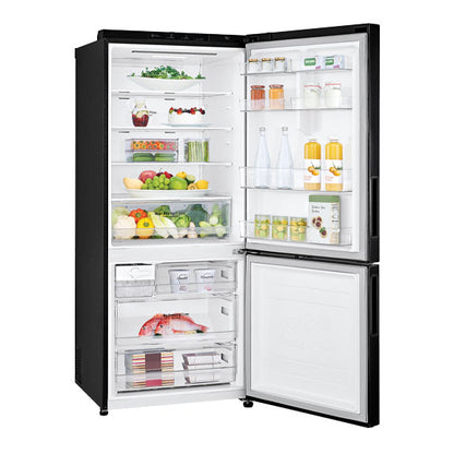 LG 420 Litre Bottom Mount Refrigerator - Black Steel Finish