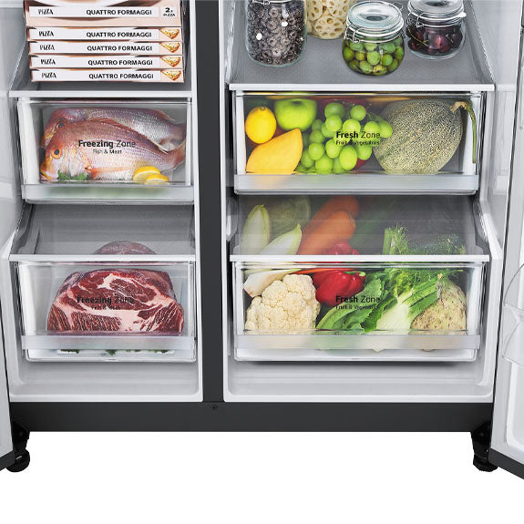 LG 655 Litre Side by Side Refrigerator - Matte Black