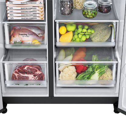LG 655 Litre Side by Side Refrigerator - Matte Black