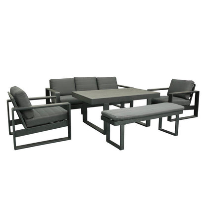 Maderia 5 Piece Outdoor Lounge/Dining Set - Charcoal/Dark Grey