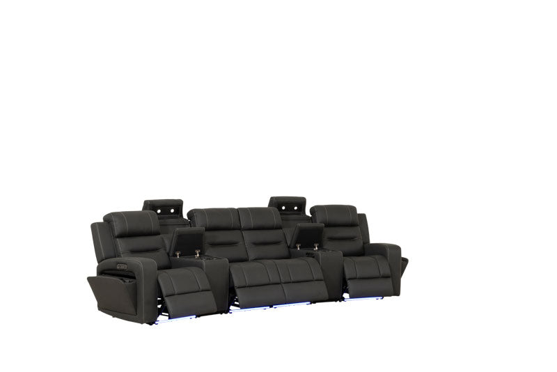 Matrix 4 Seater Home Theatre Electric Recliner Lounge - Jet