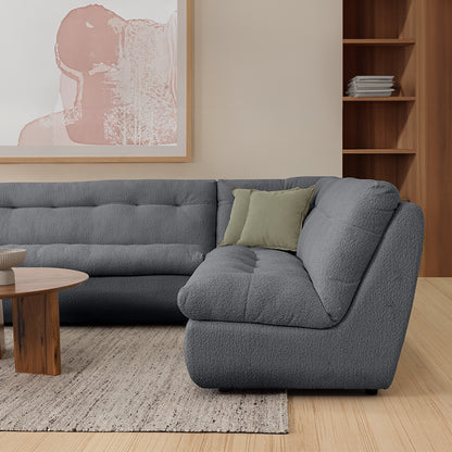 Meka 2 Seater Armless Modular Fabric Sofa - Charcoal