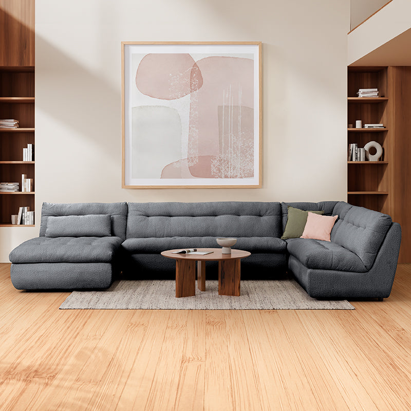 Meka 2.5 Seater Armless Modular Fabric Sofa - Charcoal