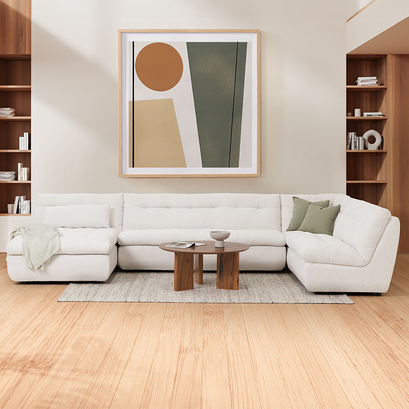Meka 2.5 Seater Armless Modular Fabric Sofa - Oyster