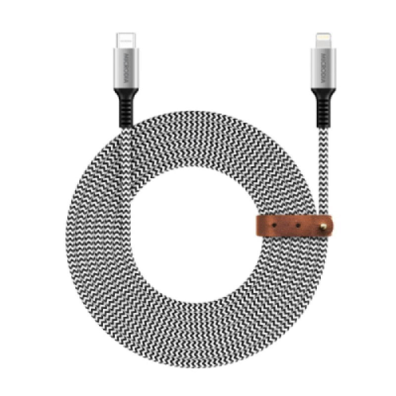 Microdia 2.6m ExeCable Tweed PD60W USB-C to Lightning Cable - Zebra