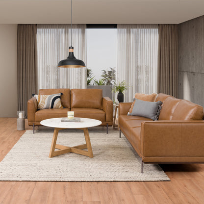 Milan 2 Seater Leather Sofa - Tan