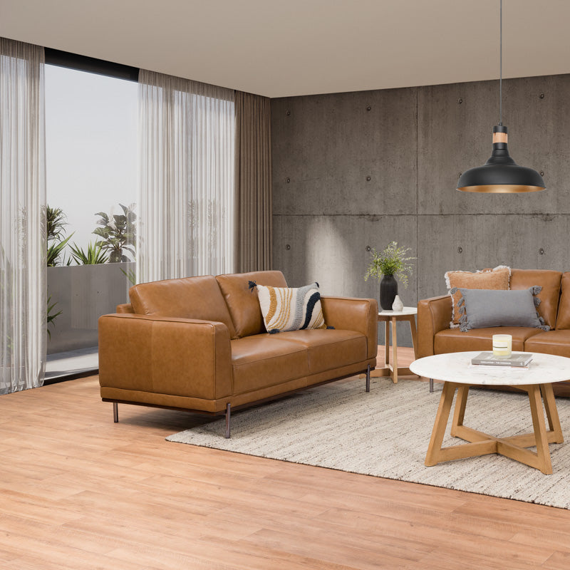Milan 2 Seater Leather Sofa - Tan