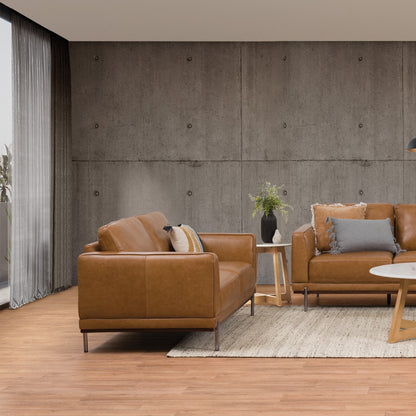 Milan 2 Seater Leather Sofa - Tan