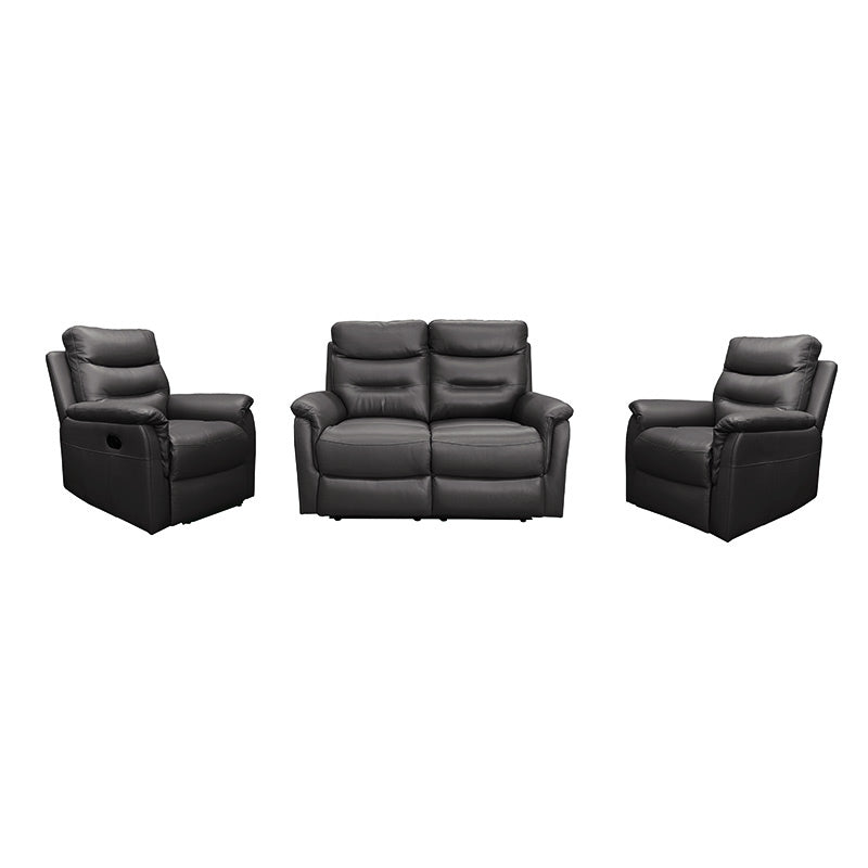 Milano 2+1+1 Leather Recliner Lounge Suite - Black