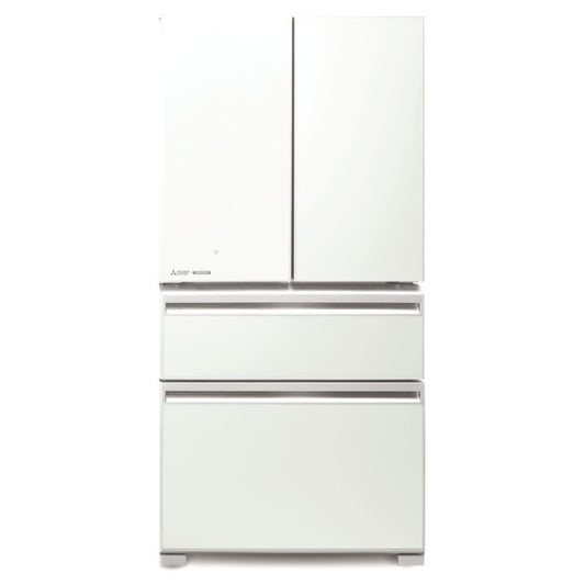 Mitsubishi Electric 564 Litre French Door Glass Refrigerator - Glacier White