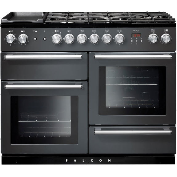 Falcon Nexus 110cm 6 Burner Dual Fuel Cooker - Slate & Chrome