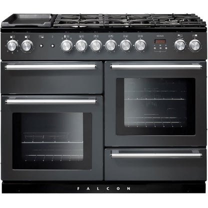 Falcon Nexus 110cm 6 Burner Dual Fuel Cooker - Slate & Chrome
