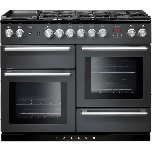 Falcon Nexus 110cm 6 Burner Dual Fuel Cooker - Slate & Chrome