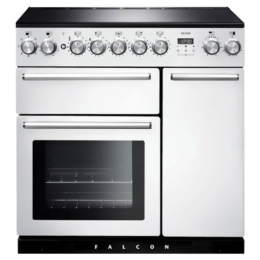 Falcon Nexus 90cm Induction Hob Cooker - White & Chrome