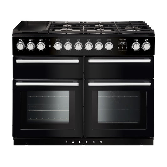 Falcon Nexus SE 110cm 5 Burner Dual Fuel Cooker - Black & Chrome