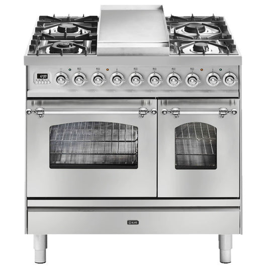 ILVE Nostalgie 90cm Freestanding Cooker - Stainless Steel/Chrome