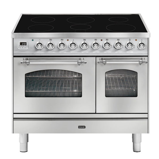 ILVE NOSTALGIE FREESTANDING DBL COOKER STAINLESS STEEL CHROME 100cm