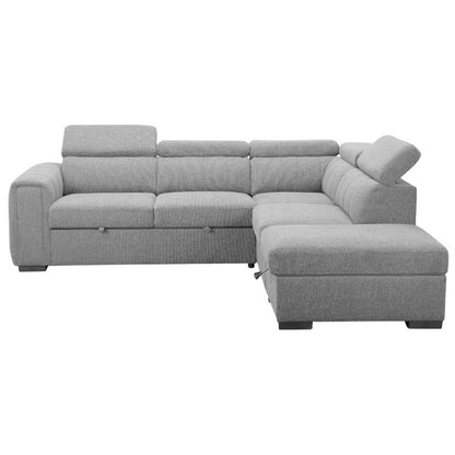 Odelia 4 Seater Corner Fabric Lounge with Pullout Sofa Bed - Grey