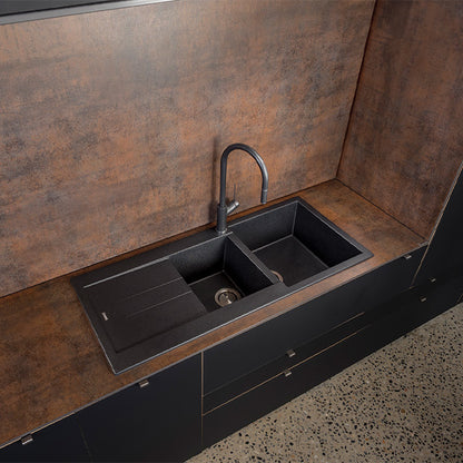 Oliveri Santorini 1 & 3/4 Bowl Top Mount Sink - Black
