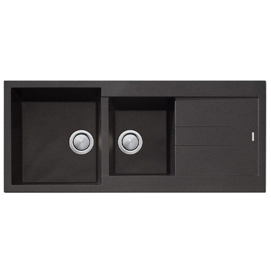 Oliveri Santorini 1 & 3/4 Bowl Top Mount Sink - Black