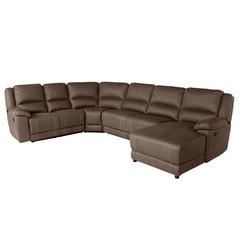 Oregon 6 Seater Fabric Corner Recliner with Chaise and Sofa Bed - Graphite