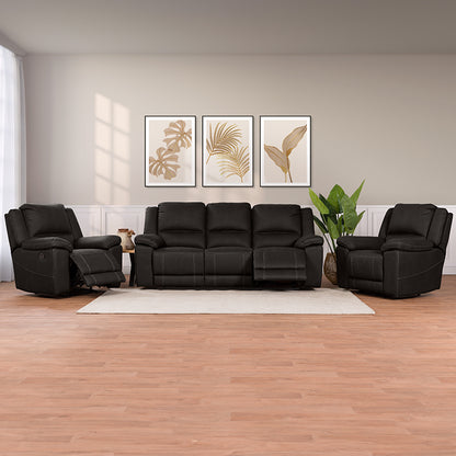 Oregon 3 Seater Fabric Recliner - Jet