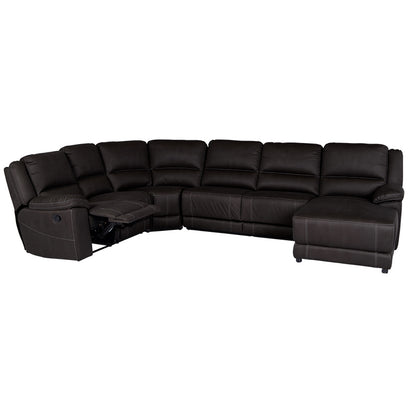 Oregon 6 Seater Fabric Corner Recliner with Chaise and Sofa Bed - Jet