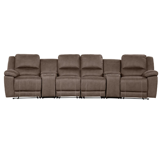 Oregon 4 Seater Fabric Home Theatre Recliner - Graphite