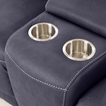 Oregon 4 Seater Fabric Home Theatre Recliner - Navy