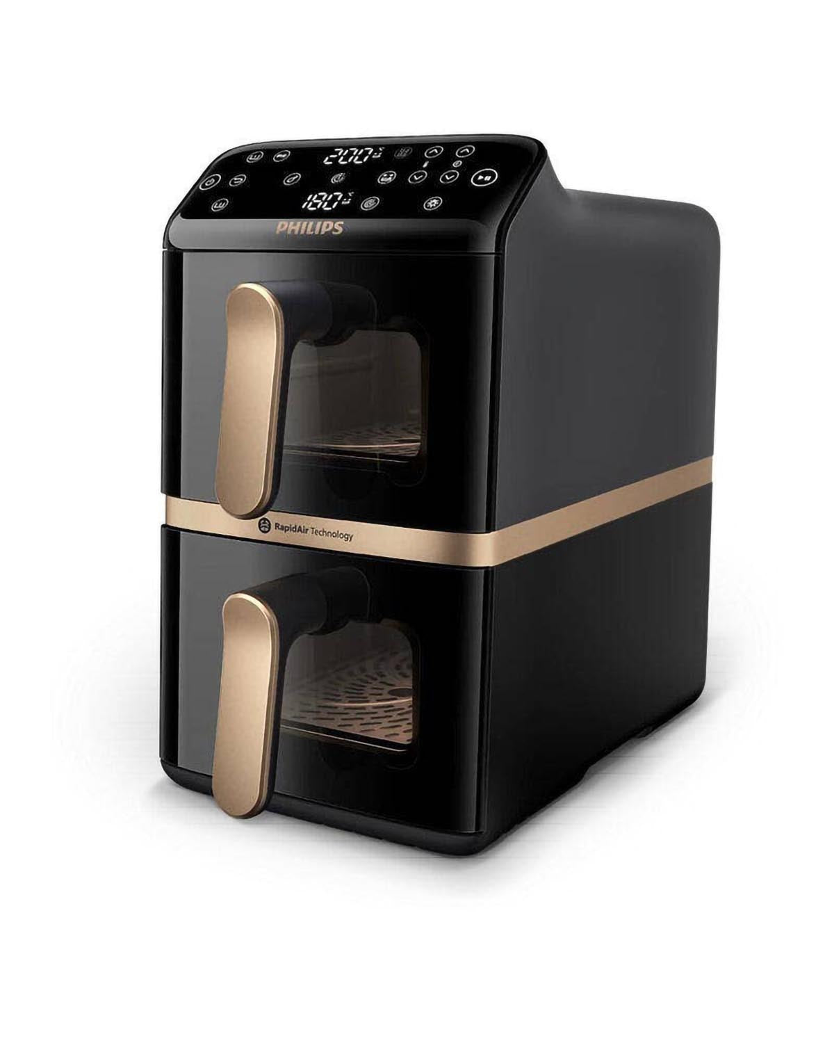 Philips 10L Stacked Dual-Basket Air Fryer - Black (4000 Series | NA462/70)