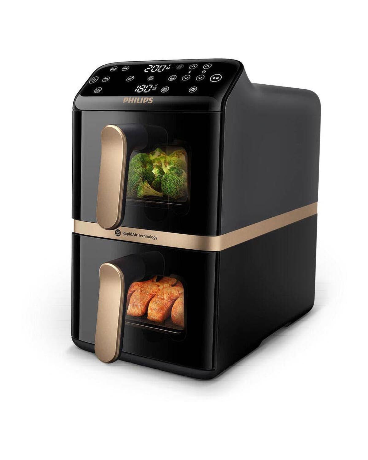 Philips 10L Stacked Dual-Basket Air Fryer - Black (4000 Series | NA462/70)
