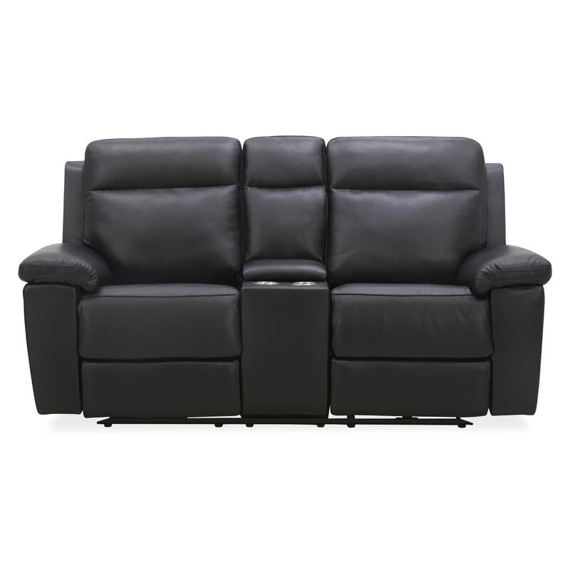 Potenza 2 Seater Electric Recliner Leather Sofa - Black