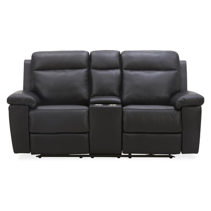 Potenza 2 Seater Electric Recliner Leather Sofa - Black